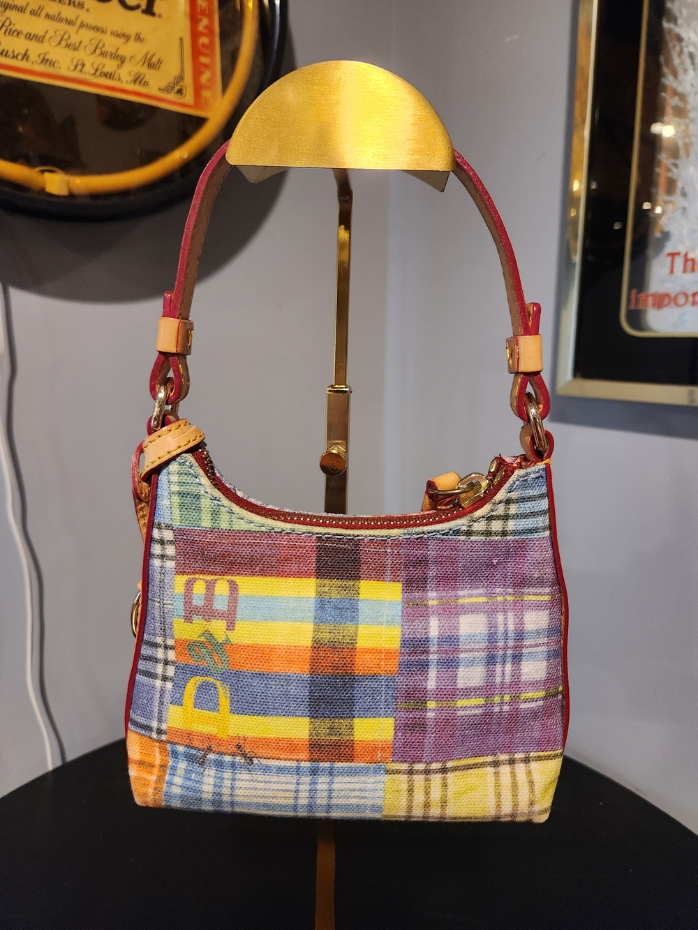 Dooney & Bourke Multicolor Patchwork Mini Bag Or Wristlet - Picture 2 of 5